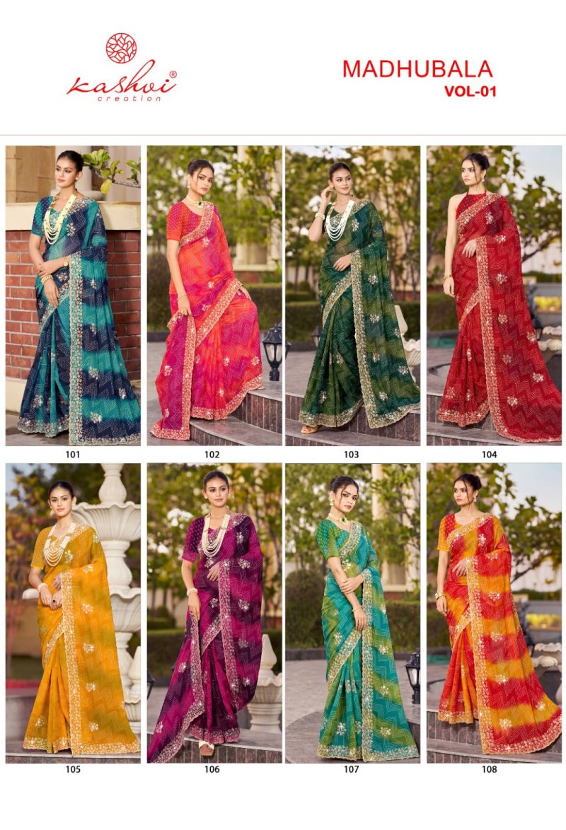 Madhubala Vol 1 By Kashvi Chiffon With Embroidery Saree